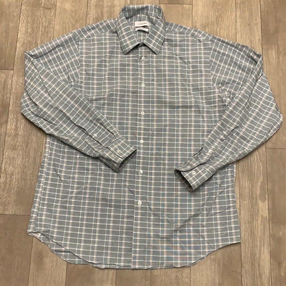 Calvin Klein Steel‎ Regular Fit Stretch Non Iron Casual  Button Up Shirt